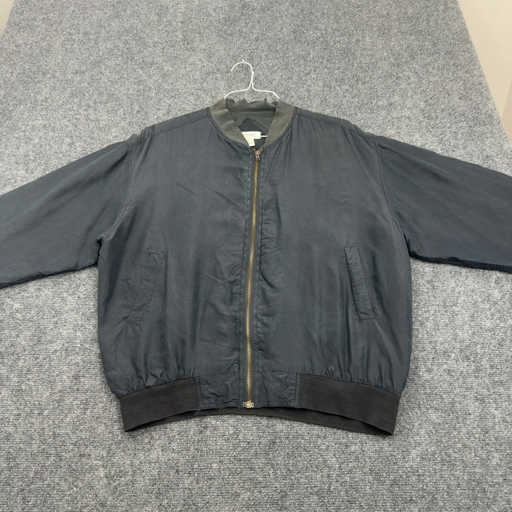 Vintage Bogari Bomber Jacket Mens S Black Silk Full Zip Lightweight Minimalist